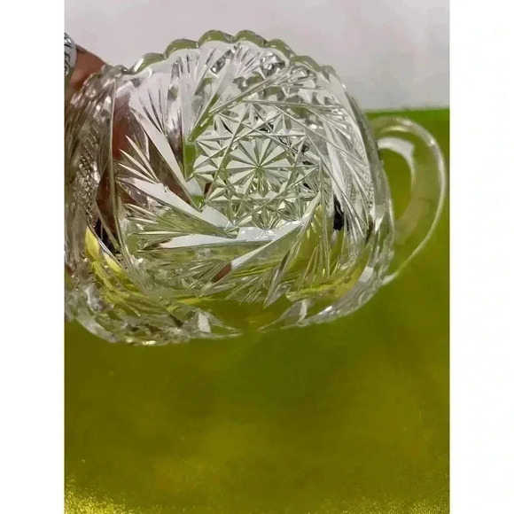 VTG American Brilliant Crystal Sugar Bowl Clear Cut Glass HEAVY Sawtooth - Picture 5 of 16